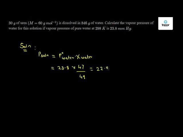 G Of Urea M G Mol Is Dissolved In G Of Water