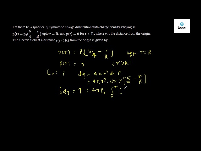 Let there be a spherically symmetric charge distribution with charge ...