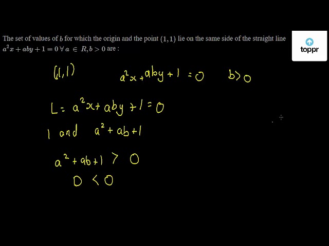 The Set Of Values Of B For Which The Origin And The Point (1,1) Lie On ...