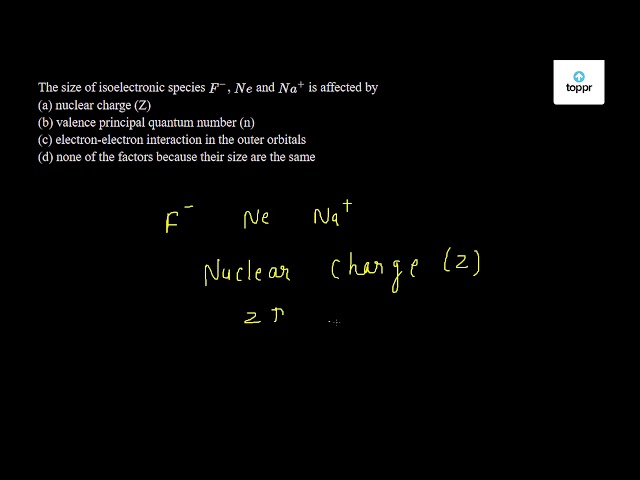 The Size Of Isoelectronic Species F Ne And Na Is Affected By