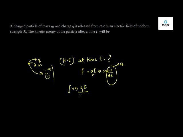 A Charged Particle Of Mass M And Charge Q Is Released From Rest In An Electric Field Of Uniform Strength E The Kinetic Energy Of The Particle After A Time T