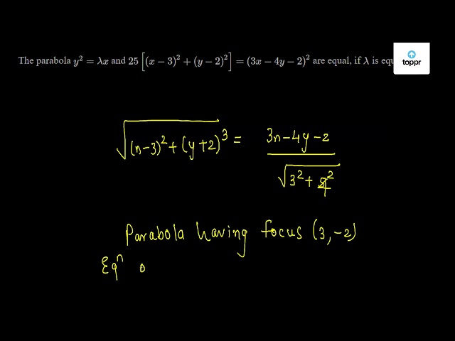 The Parabola Y 2 Lambda X And 25 X 3 2 Y 2 2 3x 4y 2 2 Are Equal If Lambda Is Equal To