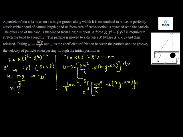 A particle of mass M rests on a straight groove along which it is ...