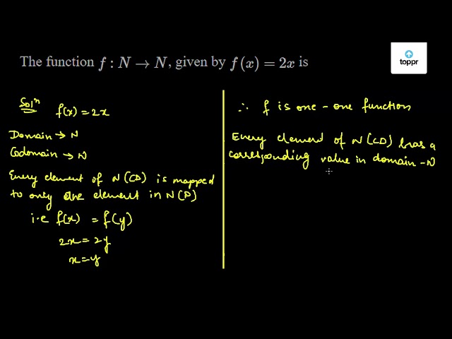 The Function F N N Given By F X 2x Is