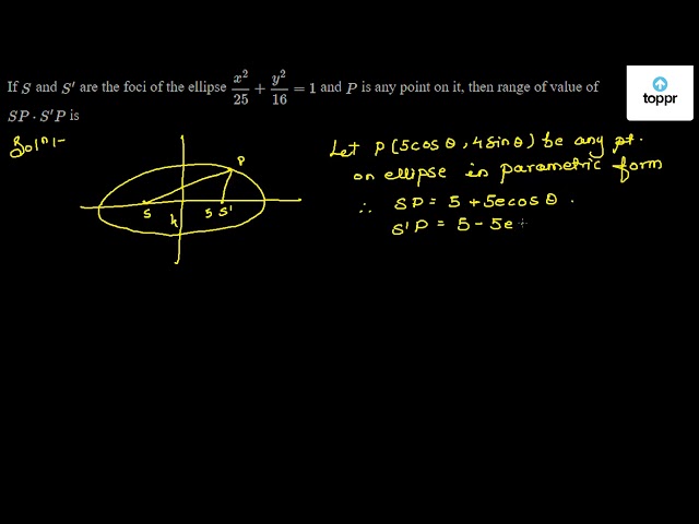 If S And S Are The Foci Of The Ellipse X 2 25 Y 2 16 1 And P Is Any Point On It Then Range Of Value Of Sp S P Is