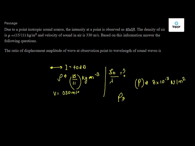 The Ratio Of Displacement Amplitude Of Wave At Observation Point To Wavelength Of Sound Waves Is 