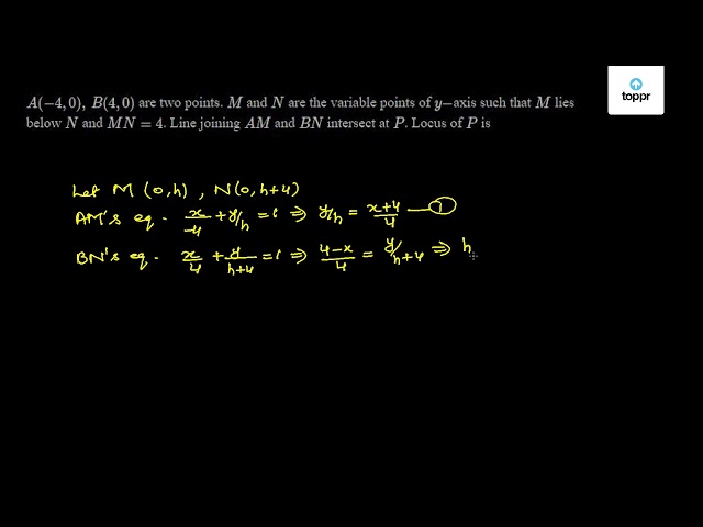 A 4 0 B 4 0 Are Two Points M And N Are The Variable Points Of Y Axis Such That M Lies Below N And Mn 4 Line