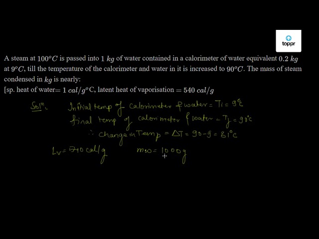 a-steam-at-100-oc-is-passed-into-1-kg-of-water-contained-in-a