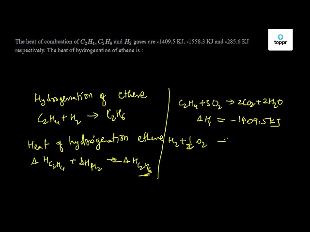 The heat of combustion of C 2 H 4 C 2 H 6 and H 2 gases