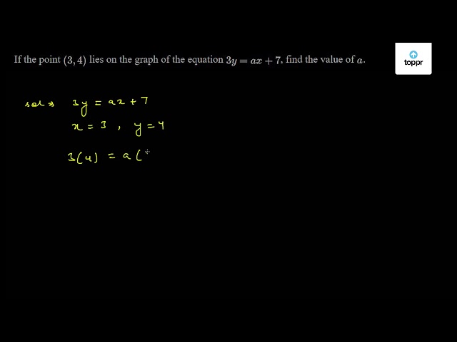 if-the-point-3-4-lies-on-the-graph-of-the-equation-3y-ax-7