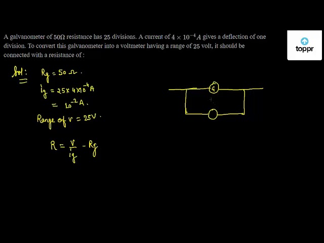 A galvanometer of 50 Ω resistance has 25 divisions. A current of 4 × 10 ...