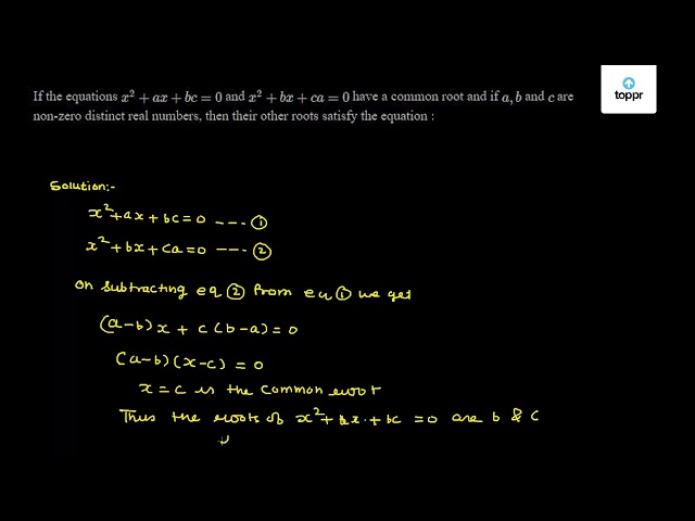 Roots Of The Equation X3 A B C X Ab Ca X Abc 0 If X 2x 7 0 And Ax Bx