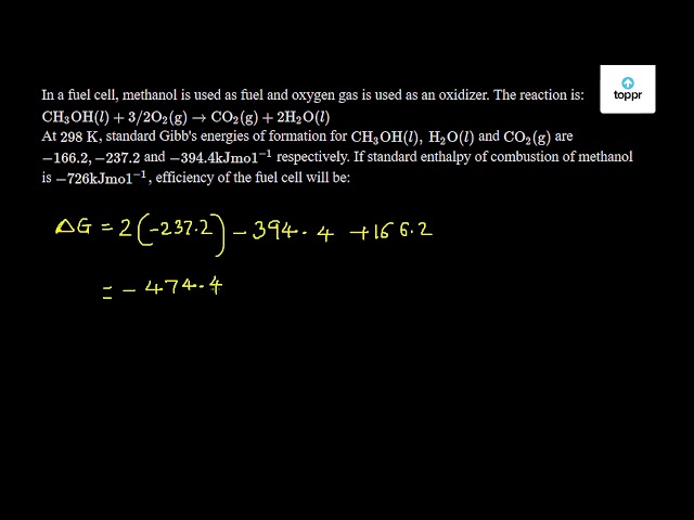 methanol oxygen fuel cell equation