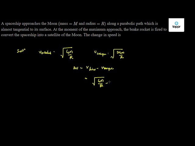 A spaceship approaches the Moon ( mass = M and radius = R) along a ...