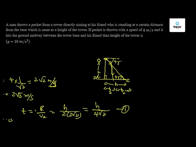 A man throws a packet from a tower directly aiming at his friend who is ...