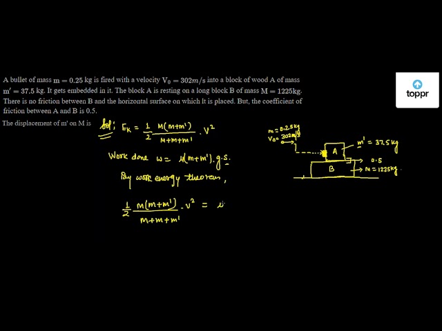 The displacement of m' on M is | Physics Questions