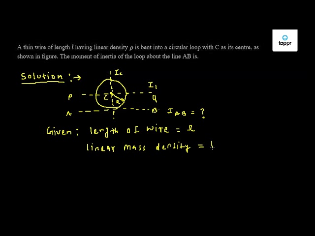 A thin wire of length l having linear density ρ is bent into a circular ...