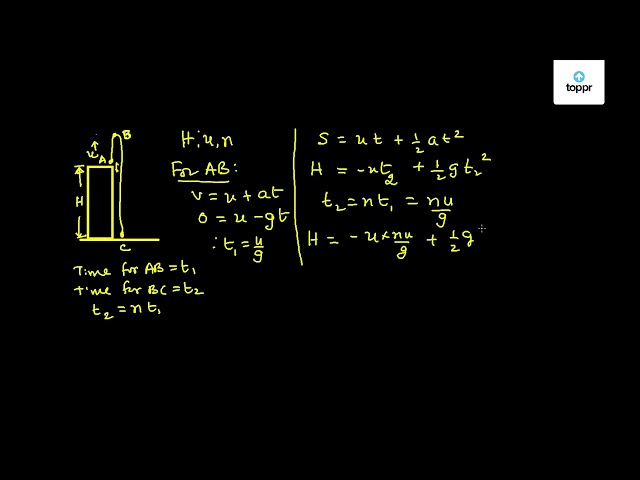 From A Tower Of Height H A Particle Is Thrown Vertically Upwards With A Speed U The Time Taken By The Particle To Hit The Ground Is N Times That