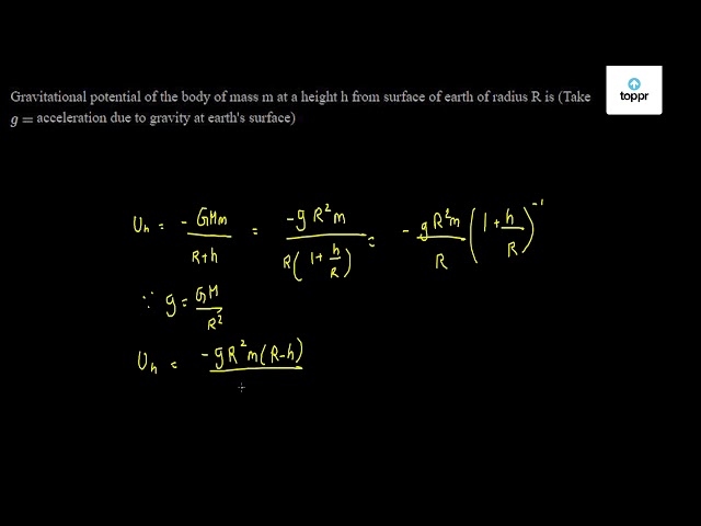 Gravitational Potential Of The Body Of Mass M At A Height H From Surface Of Earth Of Radius R Is Take G Acceleration Due To Gravity At Earth S Surface