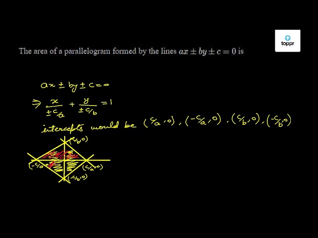 The Area Of A Parallelogram Formed By The Lines Ax By C 0 Is