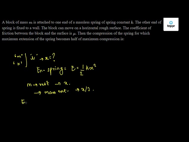 A Block Of Mass M Is Attached To One End Of A Massless Spring Of Spring Constant K The Other End Of Spring Is Fixed To A Wall The Block Can