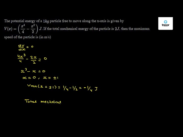 The Potential Energy Of A 1kg Particle Free To Move Along The X Axis Is Given By V X X 44 X 22 J If The Total Mechanical Energy