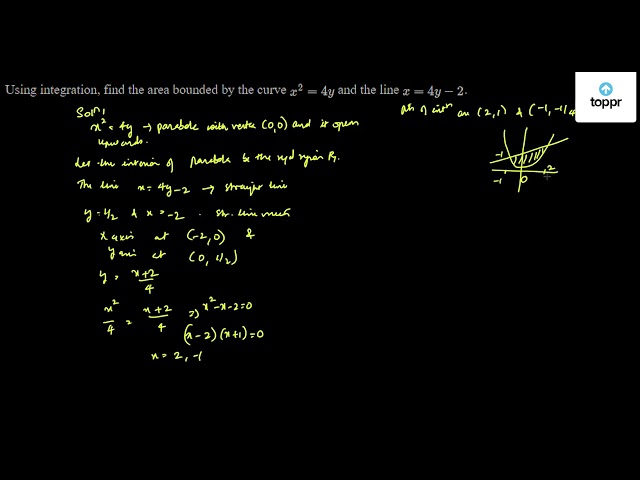 Using integration, find the area bounded by the curve x^2 = 4y and the ...