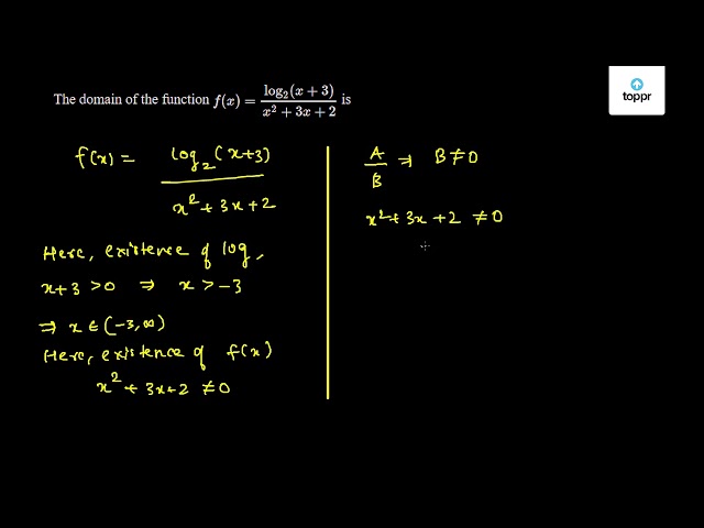 The domain of the function f(x) = log2(x + 3)x^2+ 3x + 2 is