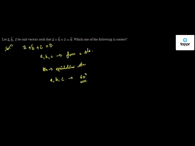 Let Vec A,vec B, Vec C Be Unit Vectors Such That Vec A + Vec B + Vec C ...