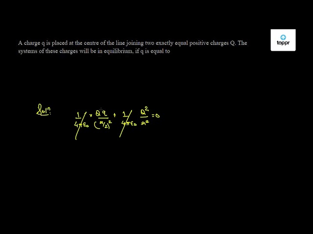 A Charge Q Is Placed At The Centre Of The Line Joining Two Exactly Equal Positive Charges Q The Systems Of These Charges Will Be In Equilibrium If Q Is Equal To