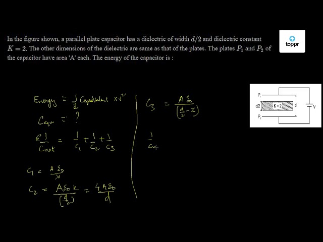 In The Figure Shown A Parallel Plate Capacitor Has A Dielectric Of Width D 2 And Dielectric Constant K 2 The Other Dimensions Of The Dielectric Are Same As That Of The