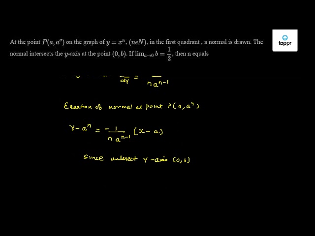 At The Point P A A On The Graph Of Y X N N Epsilon N In The First Quadrant A Normal Is Drawn The Normal Intersects The Y Axis