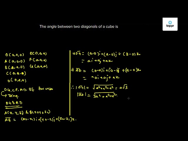 The Angle Between Two Diagonals Of A Cube Is