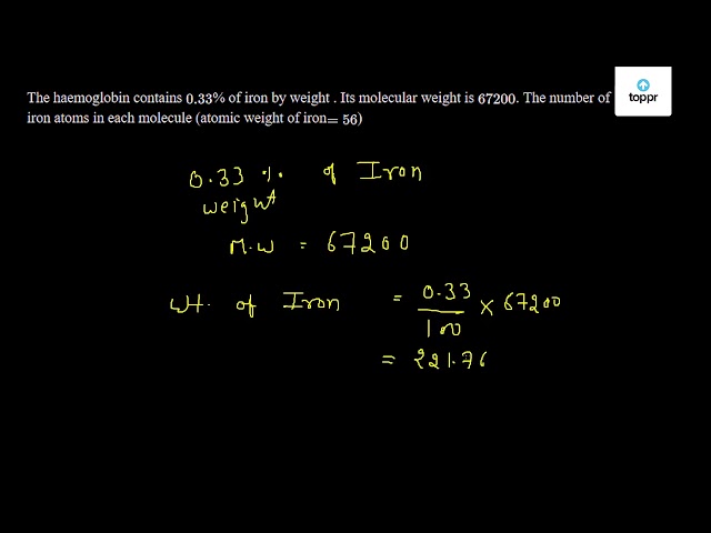 The haemoglobin contains 0.33 | Chemistry Questions