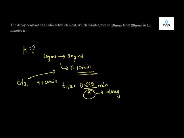 The decay constant of a radio active element, which disintegrates to 10 ...