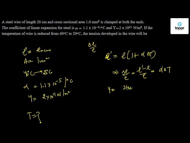 A steel wire of length 20 cm and cross - sectional area 1.0 mm^2 is ...